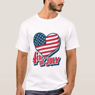 Bold Heart 4 juli Amerikaanse vlag T-shirt   Veren