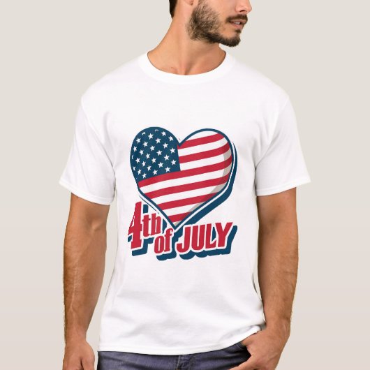 Bold Heart 4 juli Amerikaanse vlag T-shirt | Veren (Voorkant)