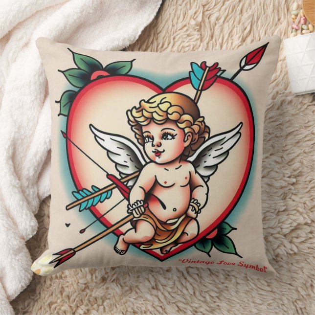 Bold Heart and Cupid Art Kussen (Deken)