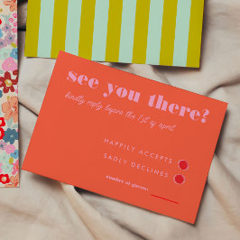 Bold Helder Rood en Roze Eenvoudige RSVP Wedding