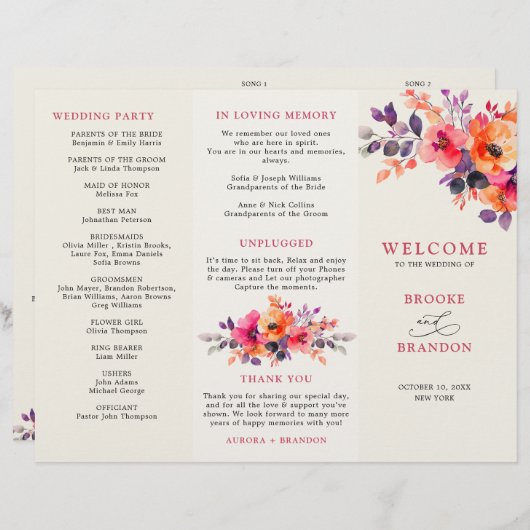 Bold Helder Roze Sinaasappel Tri vouw bruiloft Pro (Voorkant / Achterkant)