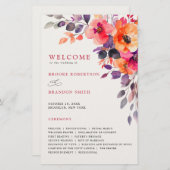 Bold Helder Roze Sinaasappel Waterverf Bloemenprog (Voorkant / Achterkant)