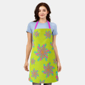 Bold Heldere Kleurrijke Sneeuwvlokken Moderne Kers Schort (Gedragen)