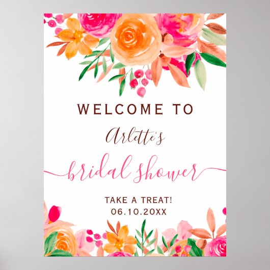 Bold herfst bloemenwaterverf vrijgezellenfeest wel poster (Voorkant)