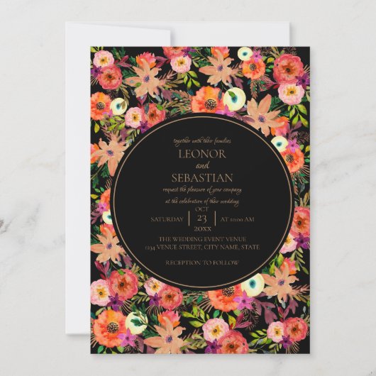 Bold Herfst Floral Wedding Invitation Kaart (Voorkant)