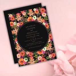 Bold Herfst Floral Wedding Invitation Kaart