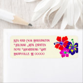 Bold Hibiscus Ecru Return Address Labels (Insitu)