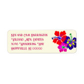 Bold Hibiscus Ecru Return Address Labels (Voorkant)