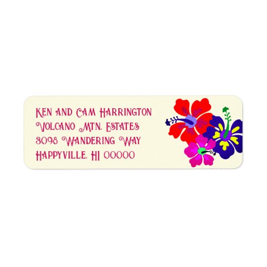 Bold Hibiscus Ecru Return Address Labels (Voorkant)