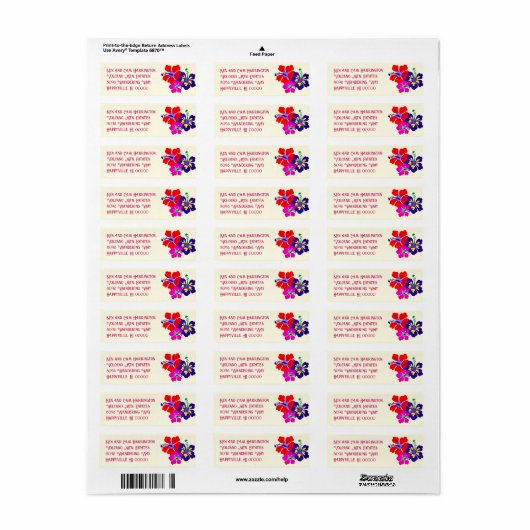Bold Hibiscus Ecru Return Address Labels (Full Sheet)