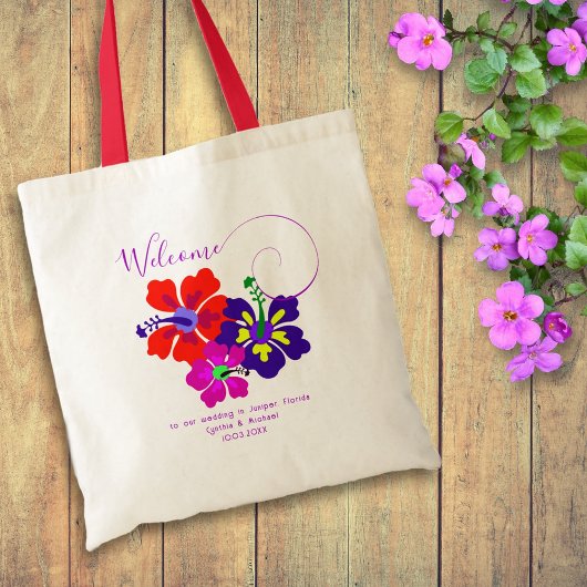 Bold Hibiscus Flowers Welkom gasten Canvas tas