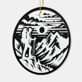 Bold Hiker Silhouette - Berglandschap Keramisch Ornament (Links)