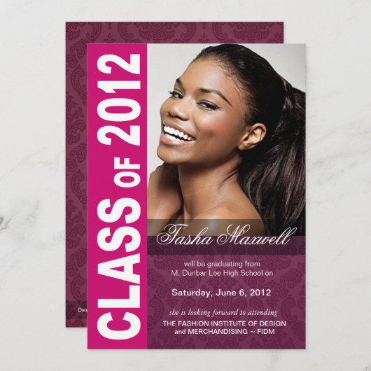 Bold, Hip 2012 Graduation Photo Announcement Aankondiging (Voorkant / Achterkant)