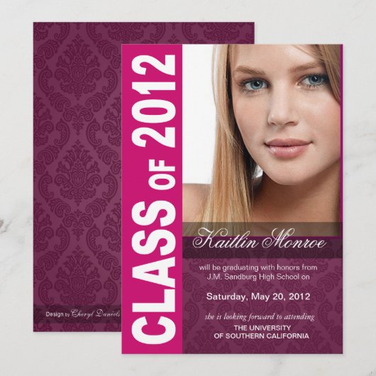 Bold, Hip 2012 Graduation Photo Announcement Aankondiging (Voorkant / Achterkant)