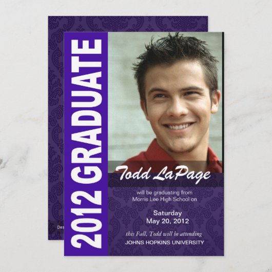 Bold, Hip 2012 Graduation Photo Announcement Aankondiging (Voorkant / Achterkant)