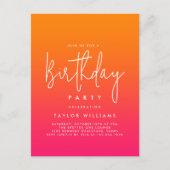 Bold Hot Pink and Orange Simple Minimal Birthday Briefkaart (Voorkant)