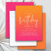 Bold Hot Pink and Orange Simple Minimal Birthday Briefkaart