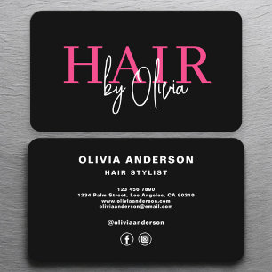 Bold Hot Pink Hair Stylist Modern Visitekaartje