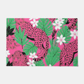 Bold Hot Pink Leopard Tropical Jungle Seamless Pat Deurmat (Voorkant)