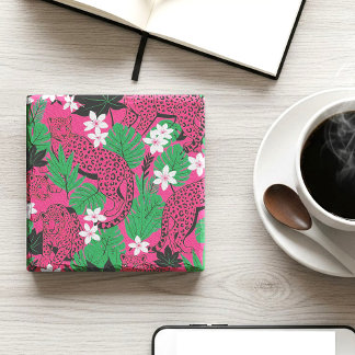 Bold Hot Pink Leopard Tropical Jungle Seamless Pat Stenen Onderzetter