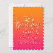 Bold Hot Pink Orange Ombré Simple Minimal Birthday Kaart (Voorkant)