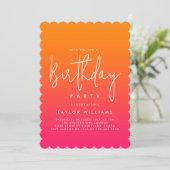 Bold Hot Pink Orange Ombré Simple Minimal Birthday Kaart (Staand voorkant)