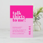 Bold Hot Pink 'Talk Thirty to Me' 30e verjaardag Kaart (Staand voorkant)