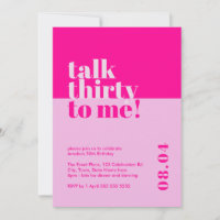 Bold Hot Pink 'Talk Thirty to Me' 30e verjaardag