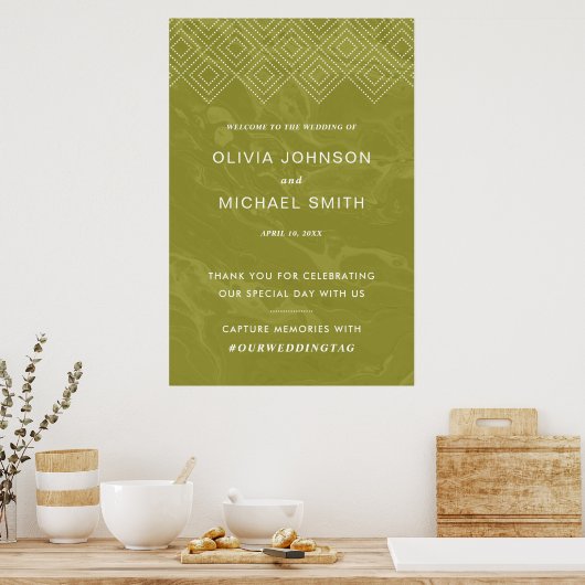 Bold Hues Chartreuse Green Marble Welcome Poster (Keuken)
