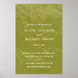 Bold Hues Chartreuse Green Marble Welcome Poster