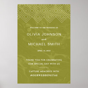 Bold Hues Chartreuse Green Marble Welcome Poster