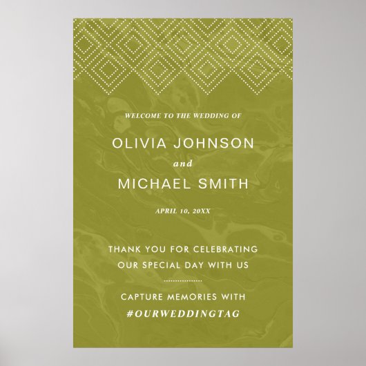 Bold Hues Chartreuse Green Marble Welcome Poster (Voorkant)