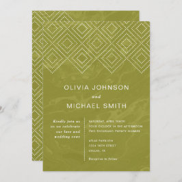 Bold Hues Chartreuse Marmer Wedding Invitation Kaart
