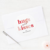 Bold Hugs en Kisses Valentijnsdag Ronde Sticker (Envelop)