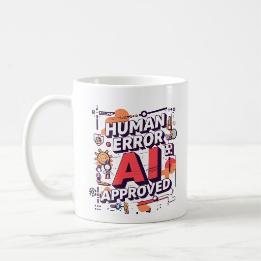 Bold “Human Error, AI Approved” Digital Art Koffiemok (Links)
