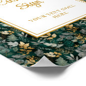 Bold Hunter Green Gold Greenery Huwelijk Custom Poster (Hoek)