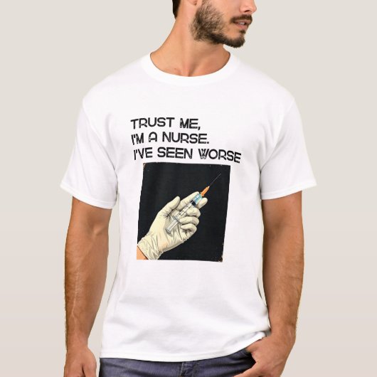 Bold Illustration of Gloved Hand Injecting Syringe T-shirt (Voorkant)