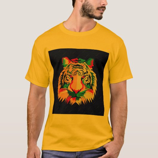 Bold in Yellow: Lion Logo T-shirt voor de felle ge (Voorkant)