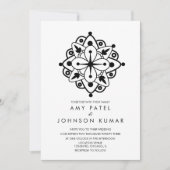 Bold Indian Hindu Black White Weduwen Invitation Kaart (Voorkant)