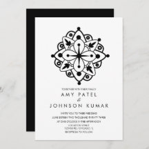 Bold Indian Hindu Black White Weduwen Invitation
