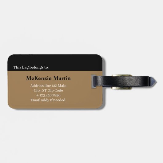 Bold Initial Personalized Name Monogram Bagagelabel (Achterkant horizontaal)