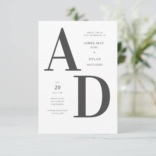 Bold Initialen Weddenschap Aankondiging (Staand voorkant)