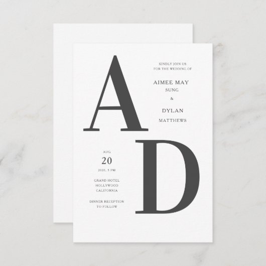 Bold Initialen Weddenschap Aankondiging (Voorkant / Achterkant)