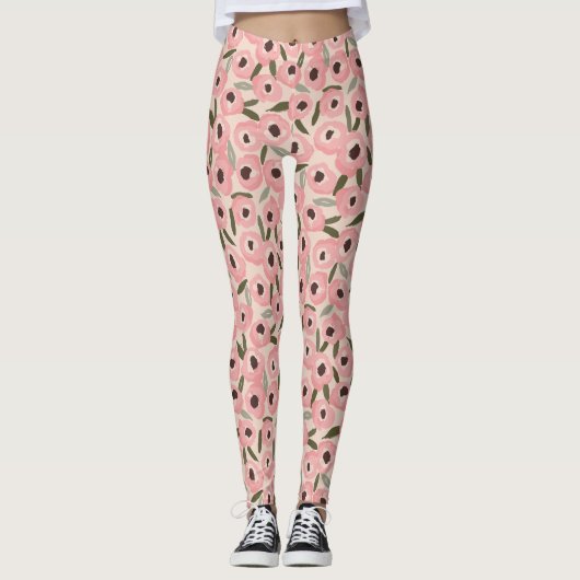 Bold Inky Floral Pattern | Hand-Drawn Botanical Leggings (Voorkant)