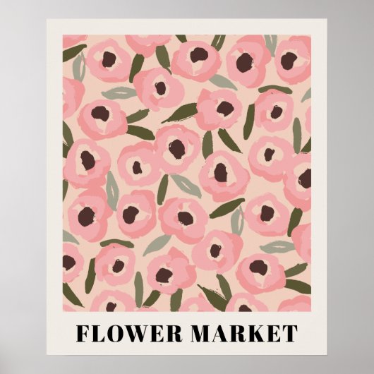 Bold Inky Floral Pattern | Hand-Drawn Botanical Poster (Voorkant)