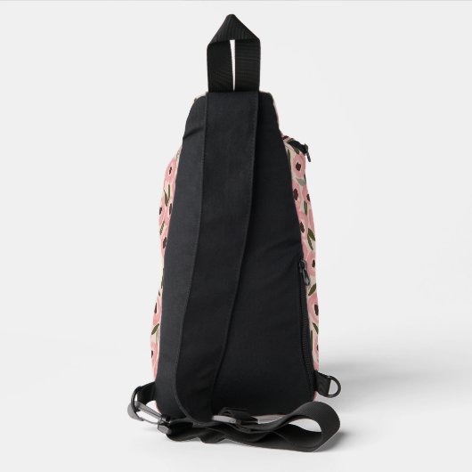 Bold Inky Floral Pattern | Hand-Drawn Botanical Sling Bag (Achterkant)