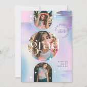 Bold Iridescent Watercolor Photo Grad Announcement Kaart (Voorkant)