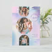 Bold Iridescent Watercolor Photo Grad Announcement Kaart (Staand voorkant)