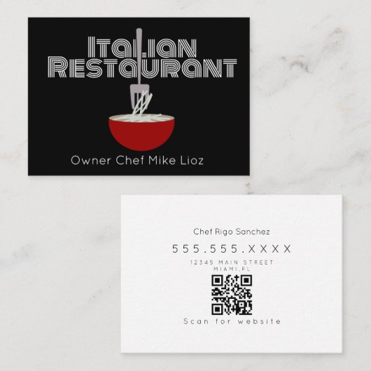 Bold Italiaans restaurant voor voedseltruck Visitekaartje (Voorkant / Achterkant)