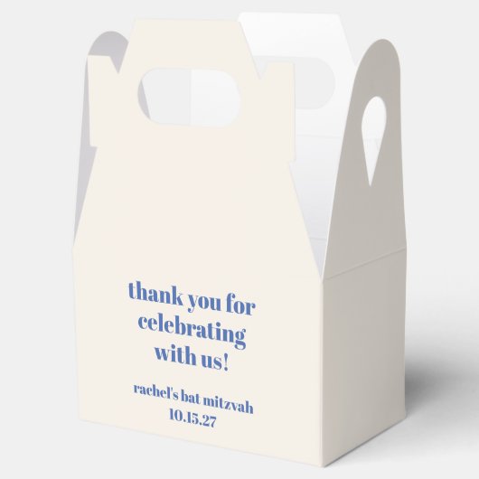 Bold Ivory Blue Custom Schattige Bat Mitzvah Dank Bedankdoosjes (Geopend)